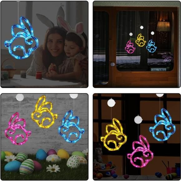 3Pack Easter Window Lights Easter Bunny Lights Decorations Battery Operated - Picture 7 of 7